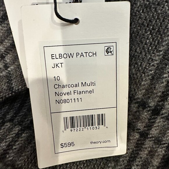 NWT | Theory Women's Elbow Patch Plaid Blazer/Jacket | Size 10 - Picture 6 of 6